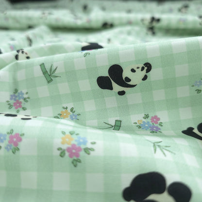 Bamboo Blossom Panda Printed Poplin Fabric