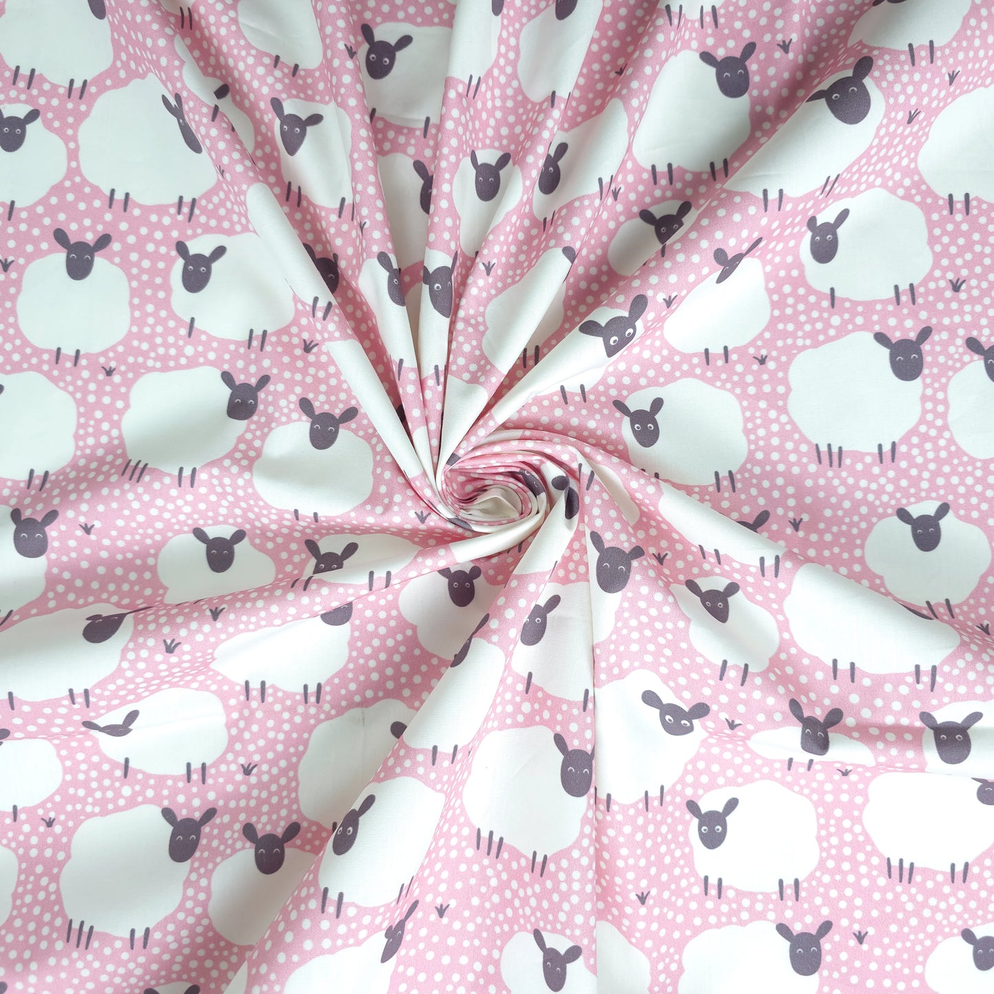 Dreamy Sheep Meadow Printed Poplin Fabric