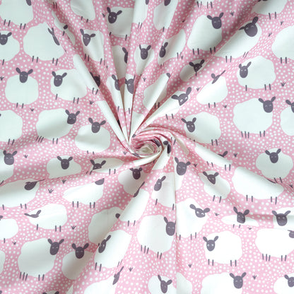Dreamy Sheep Meadow Printed Poplin Fabric