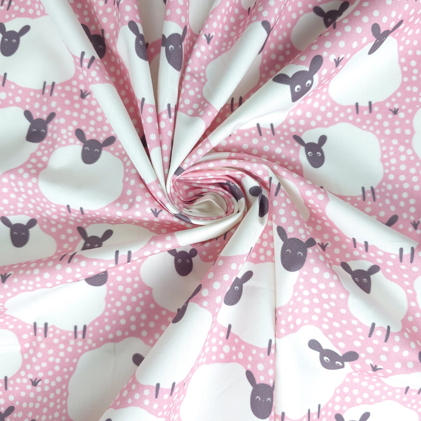 Dreamy Sheep Meadow Printed Poplin Fabric