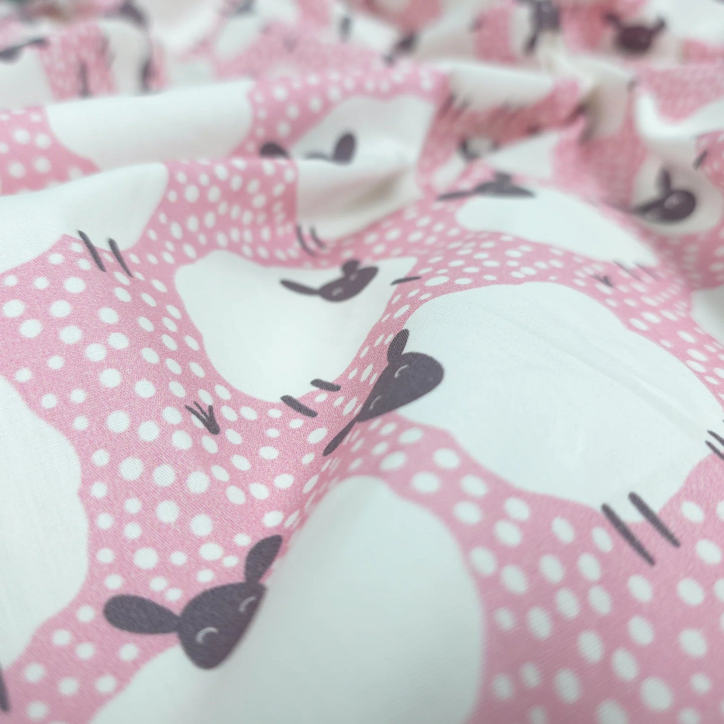 Dreamy Sheep Meadow Printed Poplin Fabric