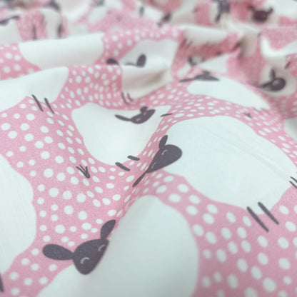 Dreamy Sheep Meadow Printed Poplin Fabric