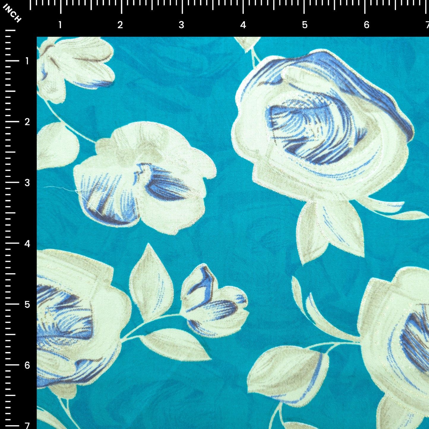Rosewood Bloom Foil Printed Rayon Fabric