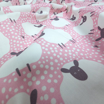 Dreamy Sheep Meadow Printed Poplin Fabric