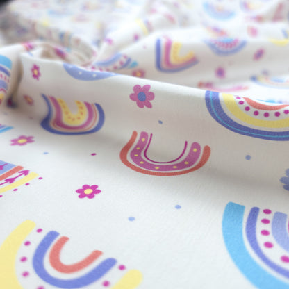 Whimsical Rainbow Garden Printed Poplin Fabric