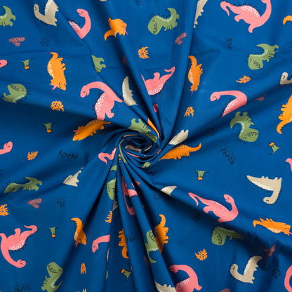 Roaring Dino Adventure Printed Poplin Fabric