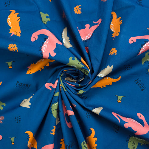 Roaring Dino Adventure Printed Poplin Fabric