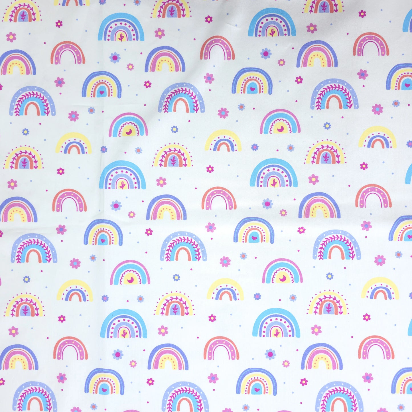 Whimsical Rainbow Garden Printed Poplin Fabric