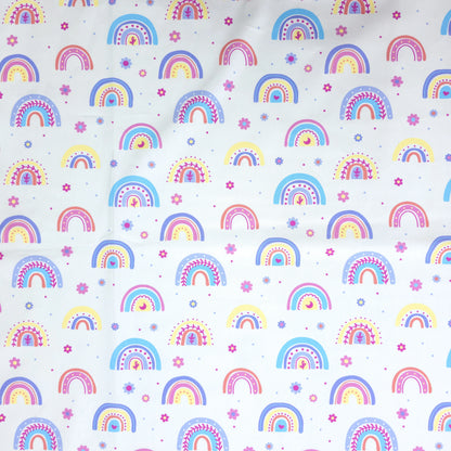 Whimsical Rainbow Garden Printed Poplin Fabric
