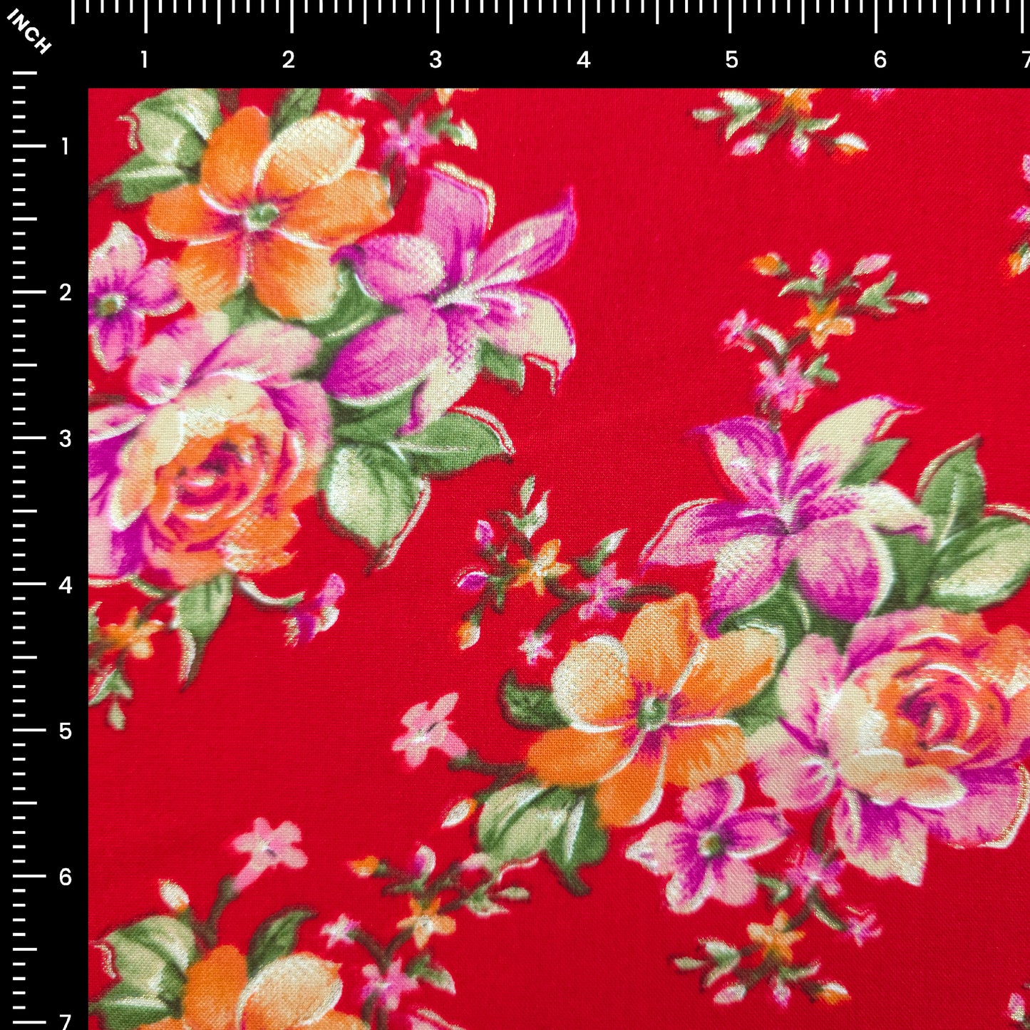 Floral Charm Foil Printed Rayon Fabric