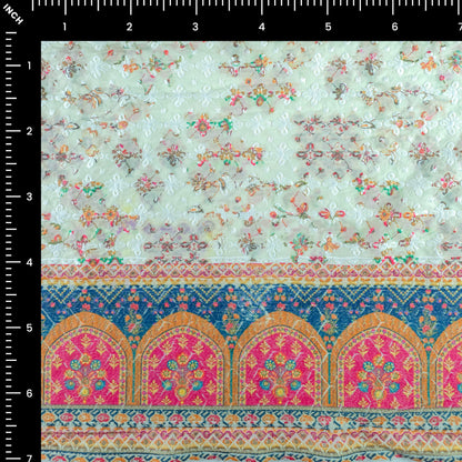 Vintage Mughal Border Schiffli Cambric Fabric