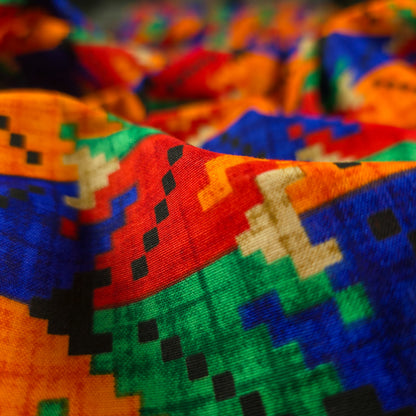 Cultural Dhaka Geometric Poplin Fabric
