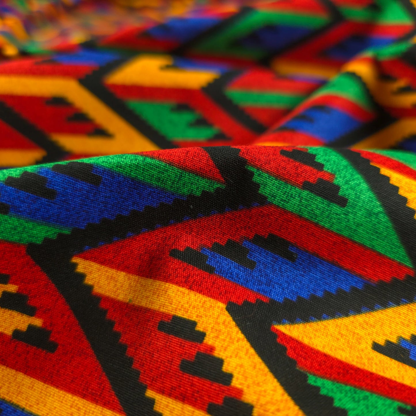 Traditional Dhaka Geometric Printed Poplin Fabric
