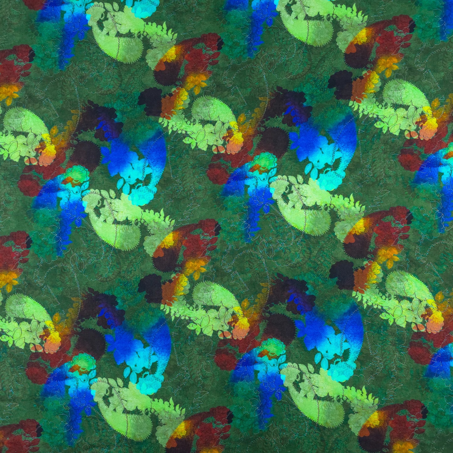 Autumn Garden Abstract Printed Rayon Fabric