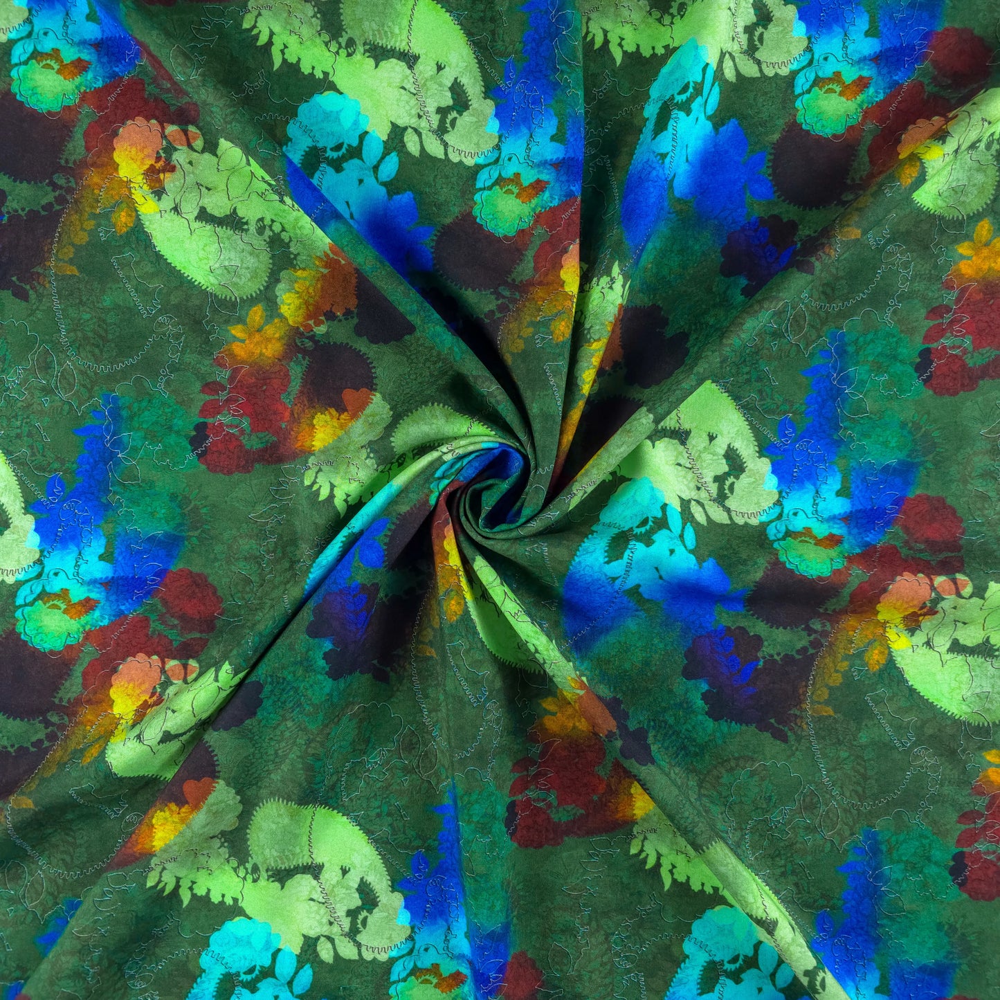 Autumn Garden Abstract Printed Rayon Fabric