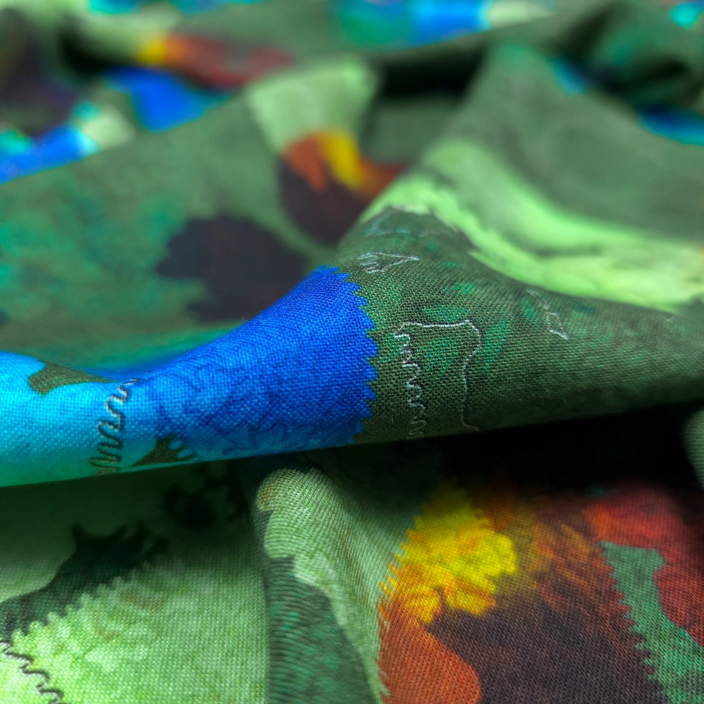 Autumn Garden Abstract Printed Rayon Fabric