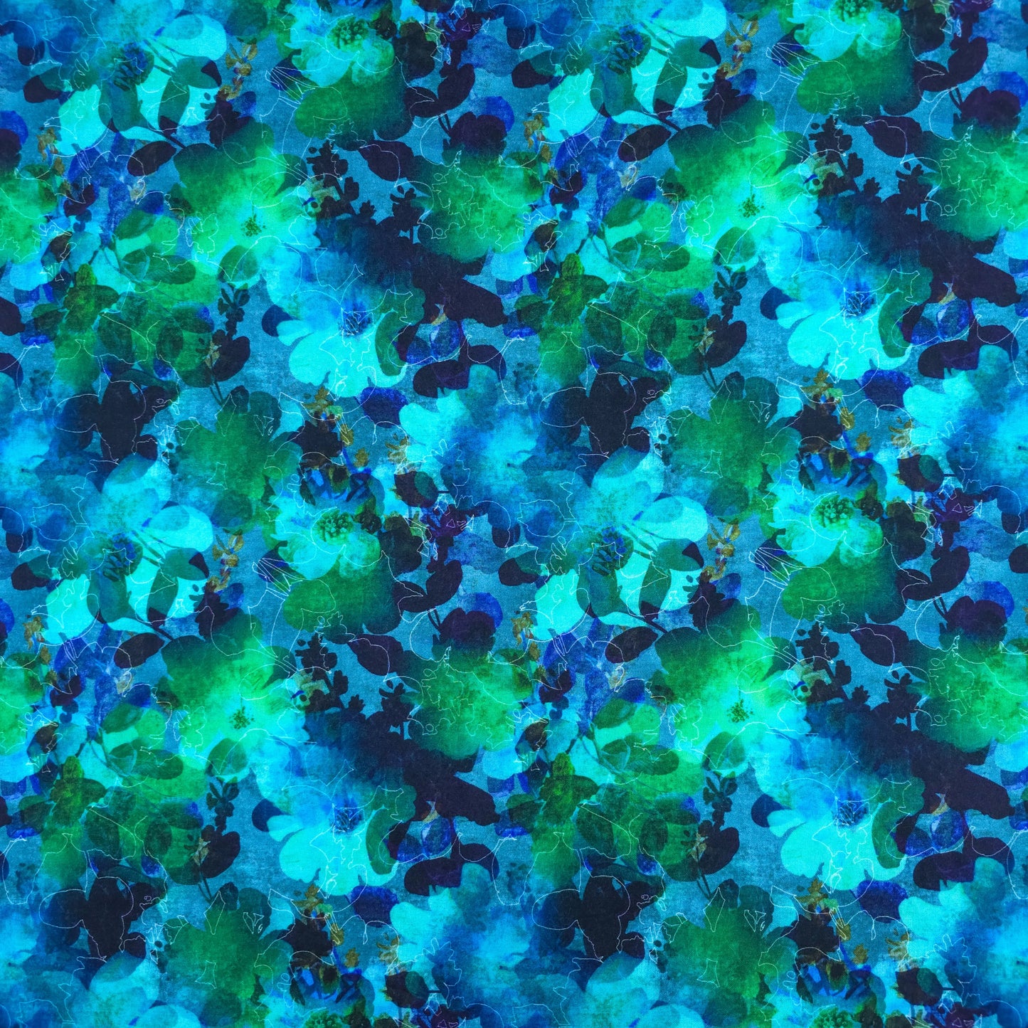 Ocean Mist Floral Printed Rayon Fabric