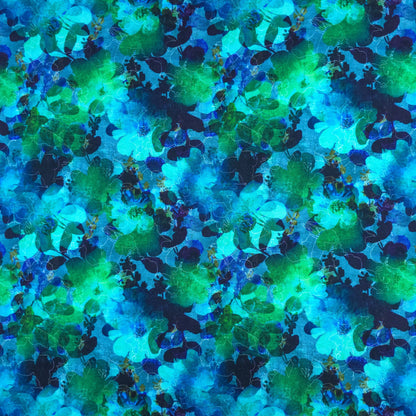 Ocean Mist Floral Printed Rayon Fabric