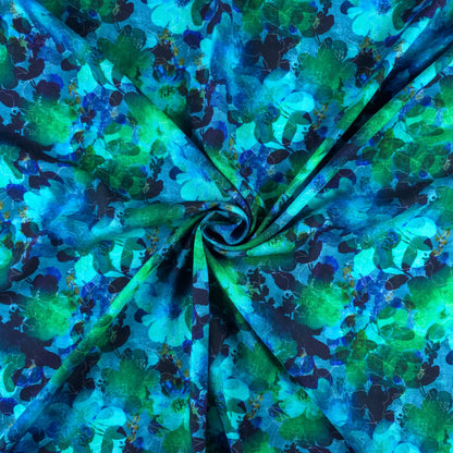 Ocean Mist Floral Printed Rayon Fabric