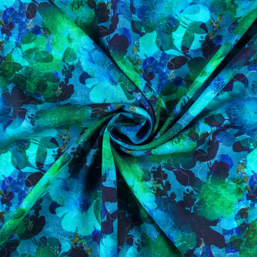 Ocean Mist Floral Printed Rayon Fabric