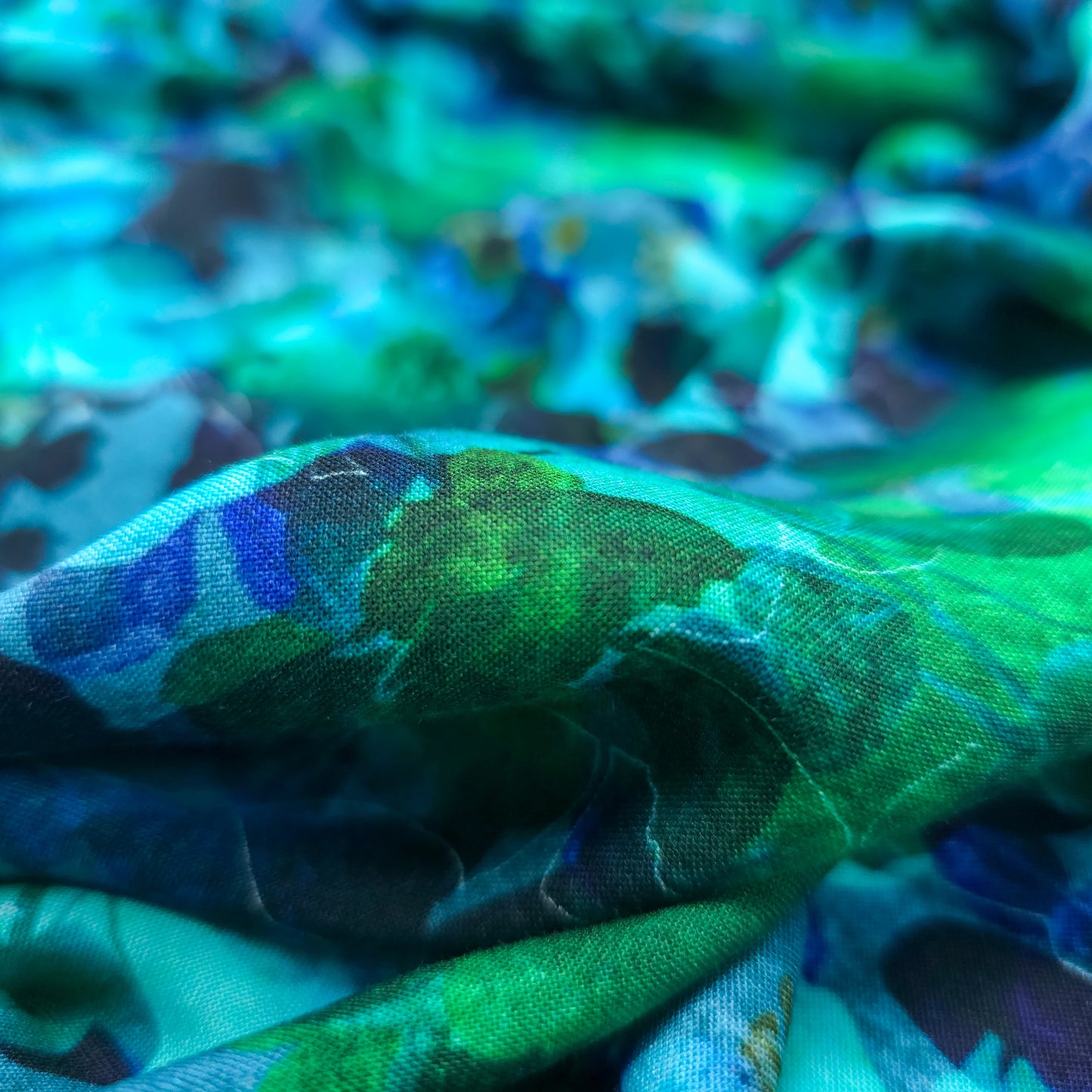 Ocean Mist Floral Printed Rayon Fabric