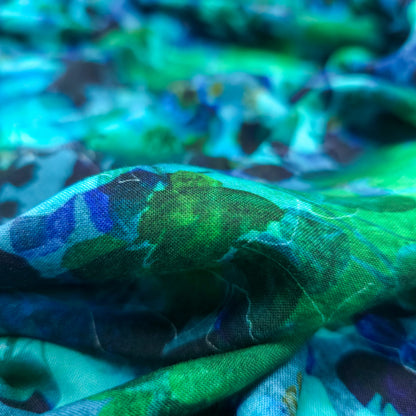 Ocean Mist Floral Printed Rayon Fabric