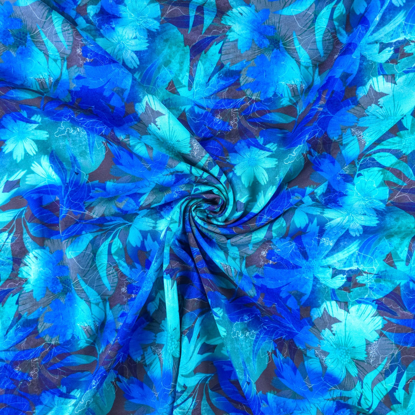 Midnight Bloom Floral Printed Rayon Fabric