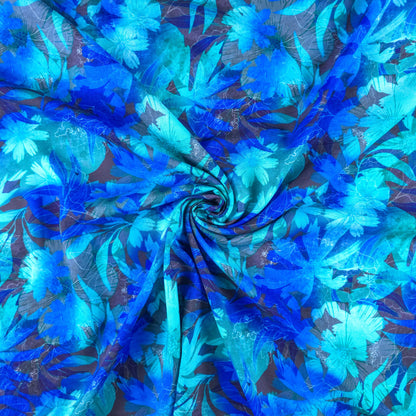 Midnight Bloom Floral Printed Rayon Fabric