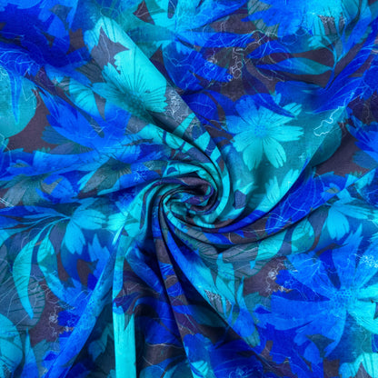 Midnight Bloom Floral Printed Rayon Fabric