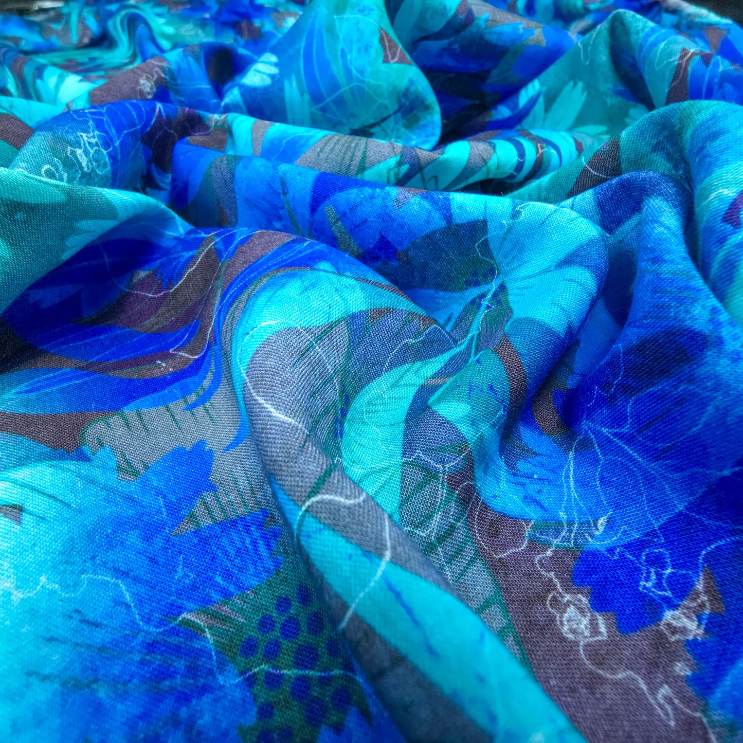 Midnight Bloom Floral Printed Rayon Fabric