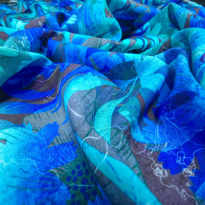 Midnight Bloom Floral Printed Rayon Fabric