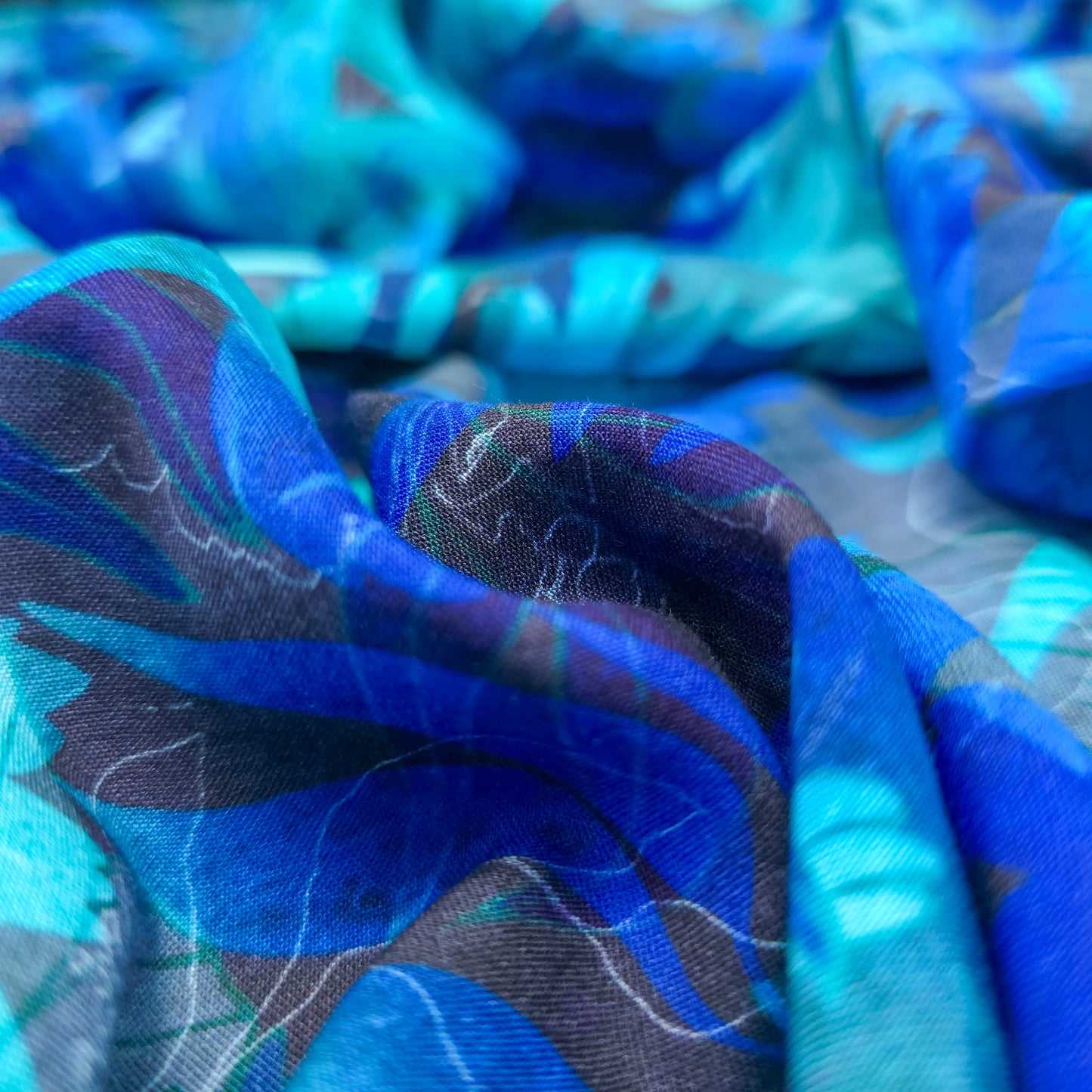 Midnight Bloom Floral Printed Rayon Fabric