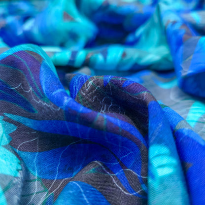 Midnight Bloom Floral Printed Rayon Fabric