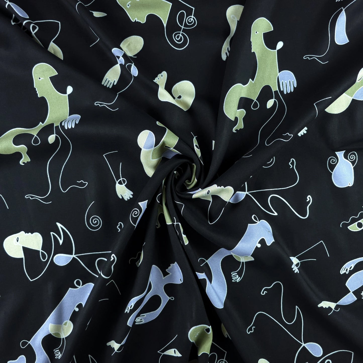 Modern Abstract Figurative Printed Rayon Fabric
