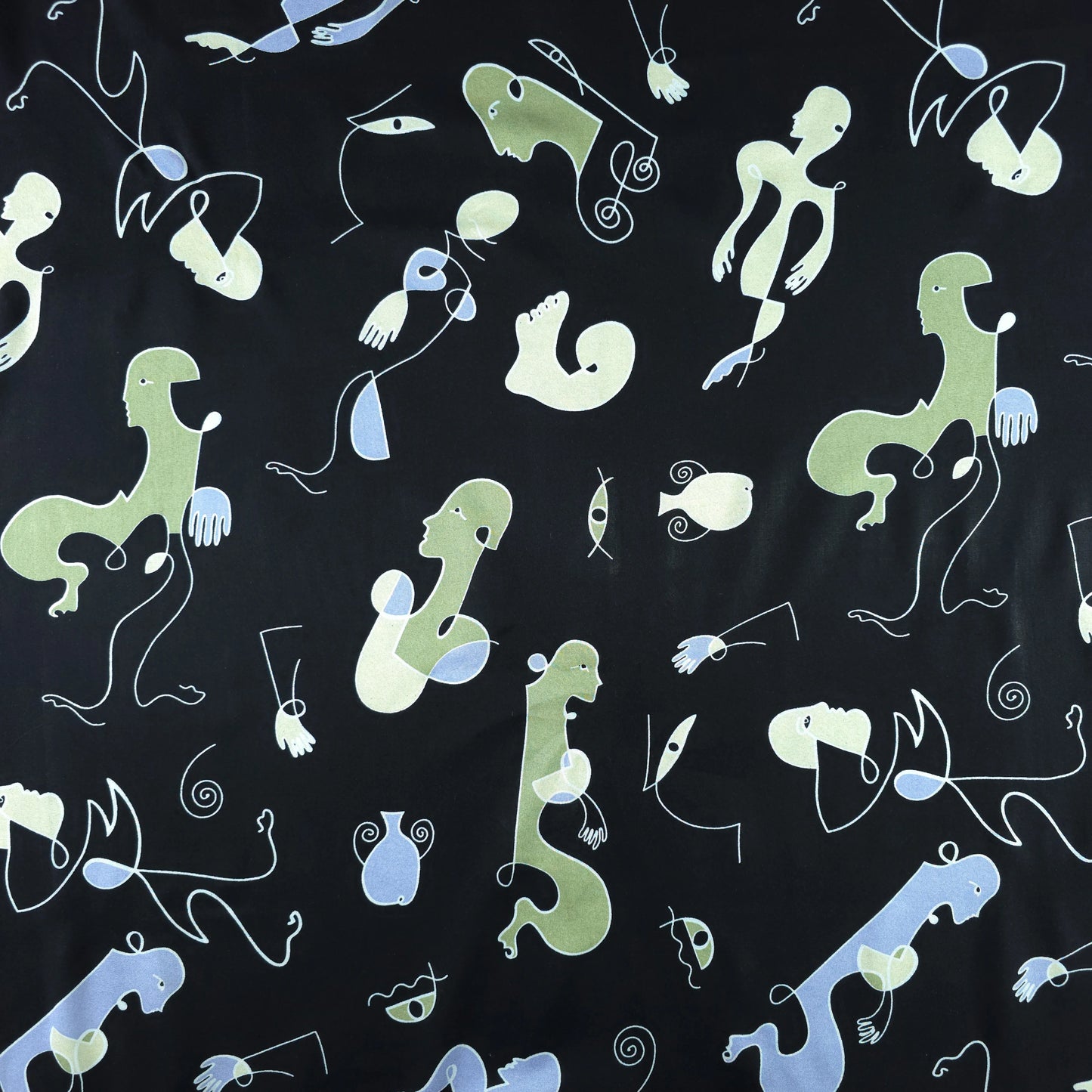 Modern Abstract Figurative Printed Rayon Fabric