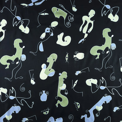 Modern Abstract Figurative Printed Rayon Fabric