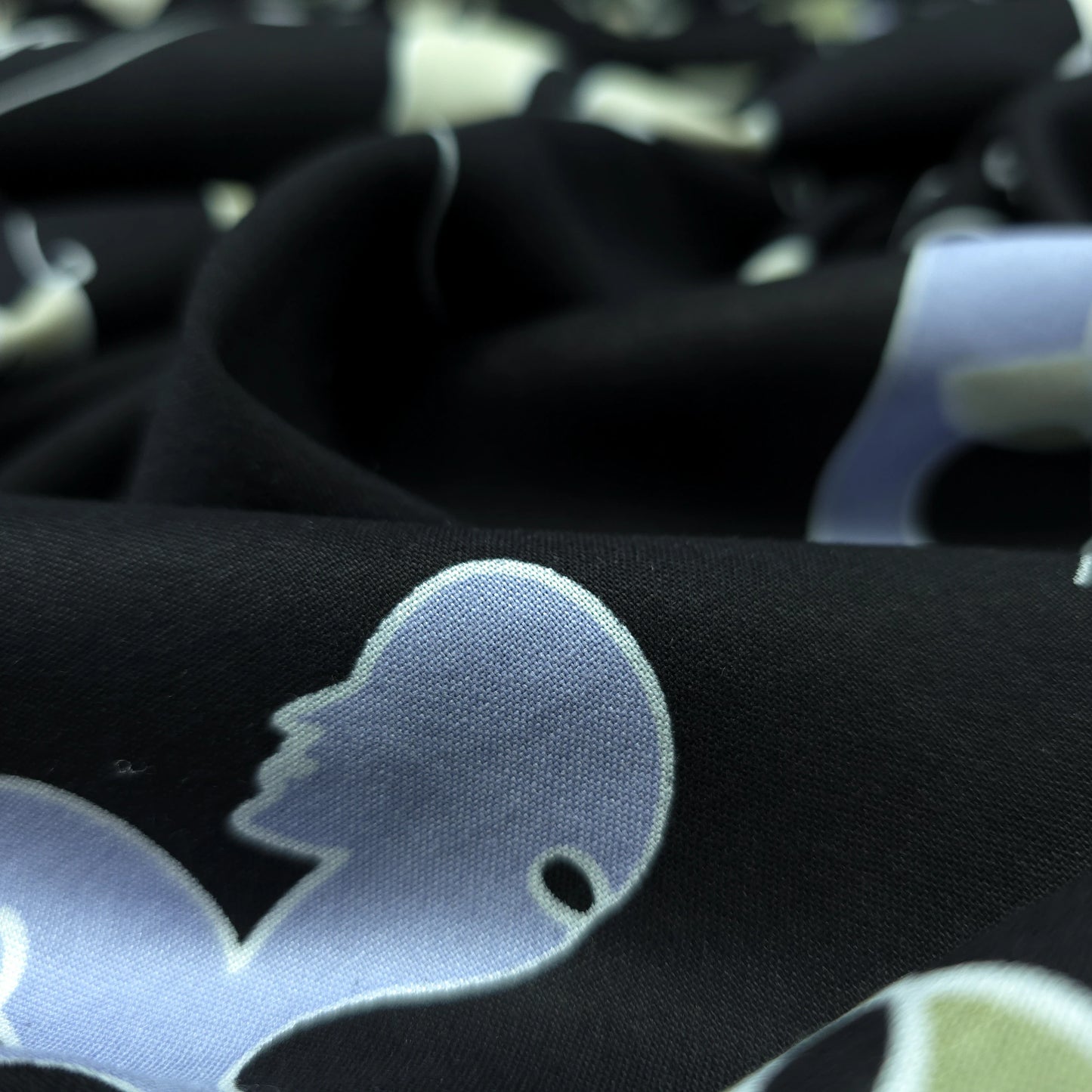 Modern Abstract Figurative Printed Rayon Fabric