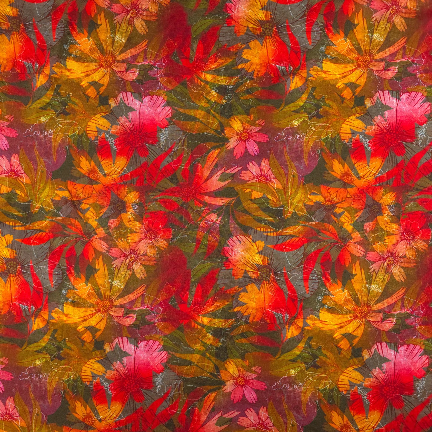 Wild Meadow Floral Printed Rayon Fabric