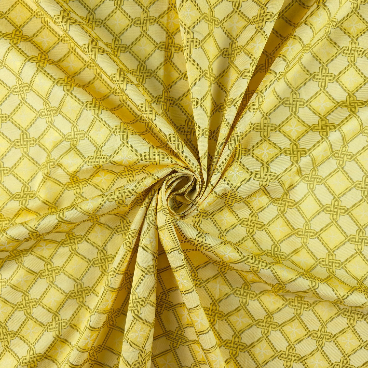 Azure Crest Printed Satin Fabric