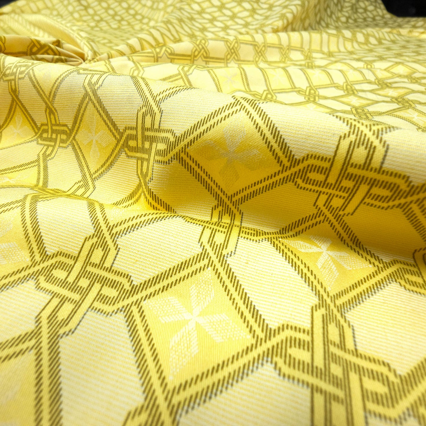 Azure Crest Printed Satin Fabric