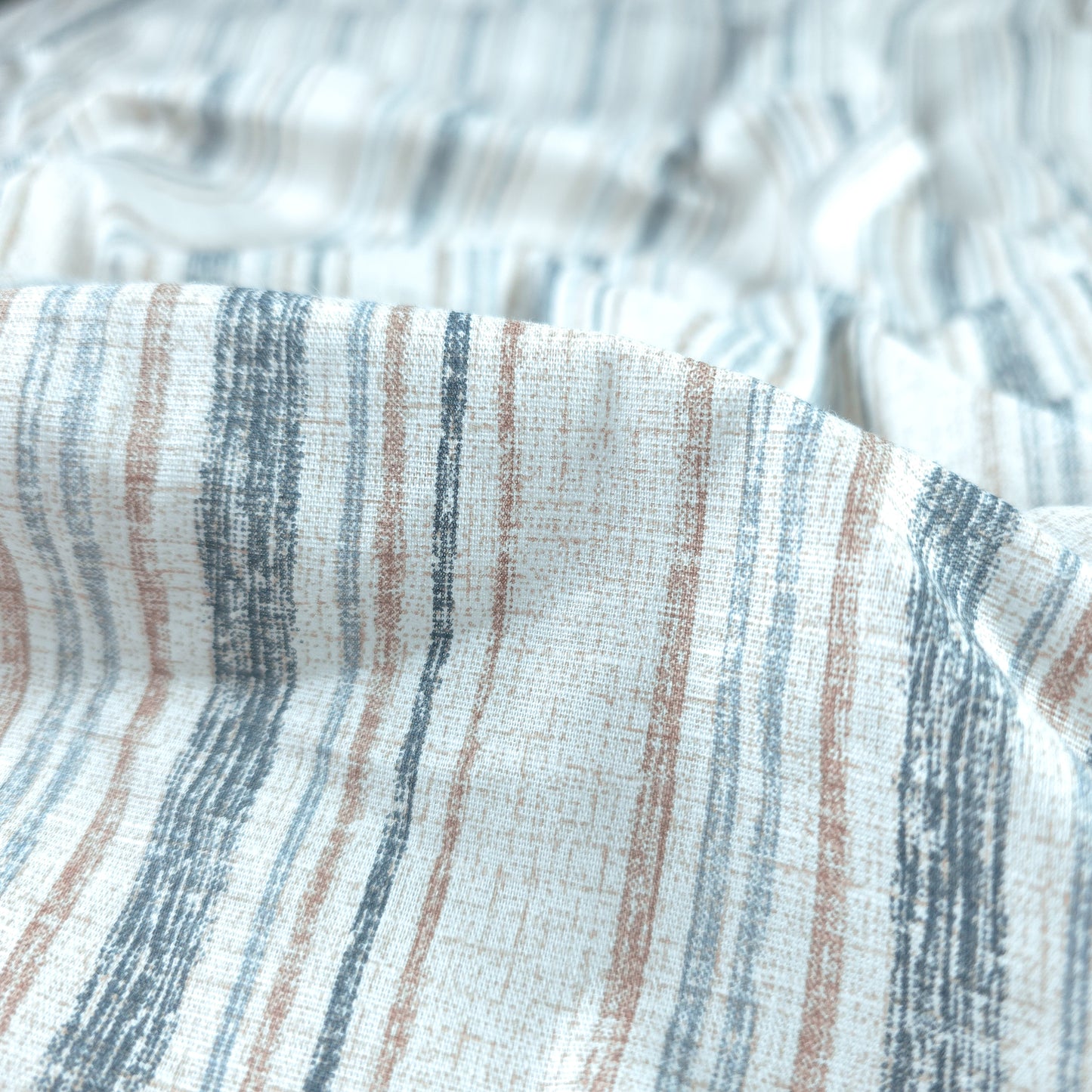 Woven Stripe Printed Slub Fabric
