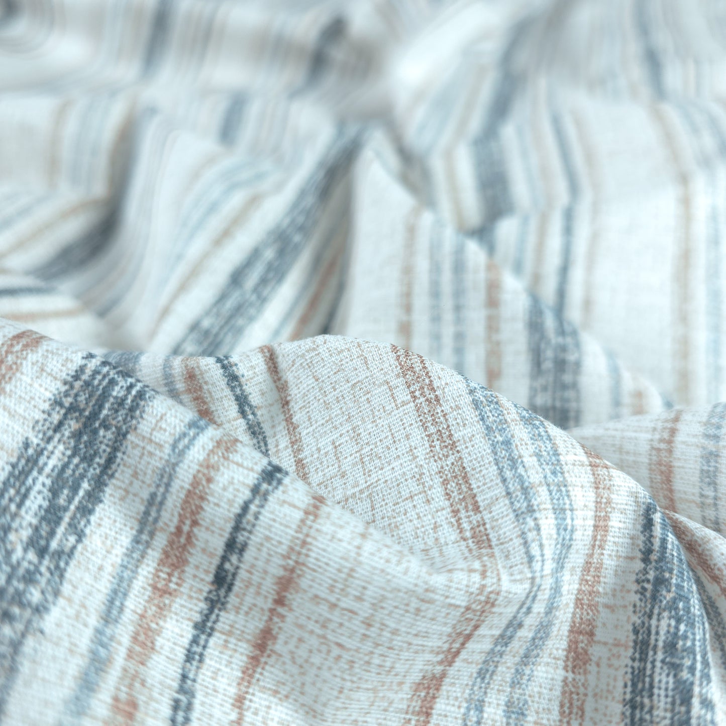 Woven Stripe Printed Slub Fabric