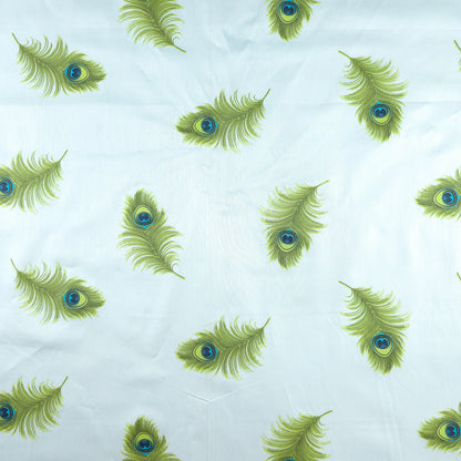 Elegant Peacock Feather Printed Satin Fabric