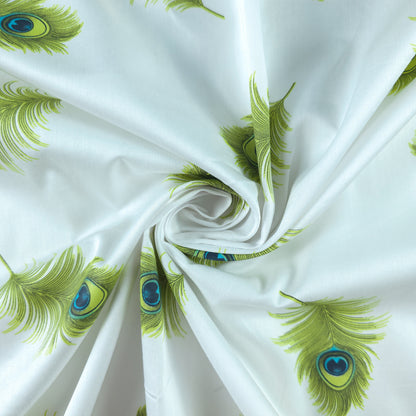 Elegant Peacock Feather Printed Satin Fabric