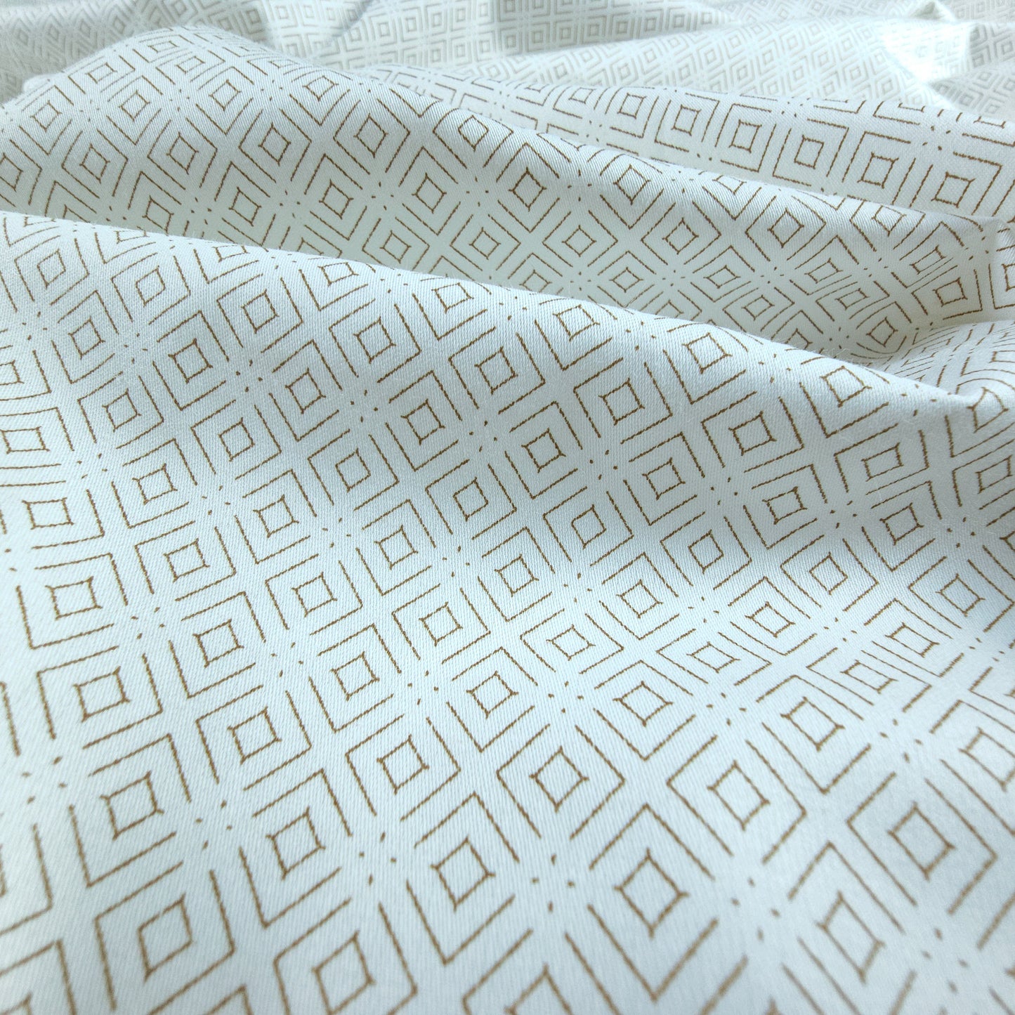Elegant Fine Geometric Printed Satin Fabric