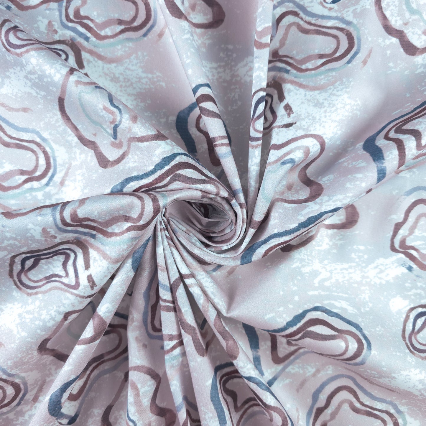 Abstract Organic Contour Printed Satin Fabric