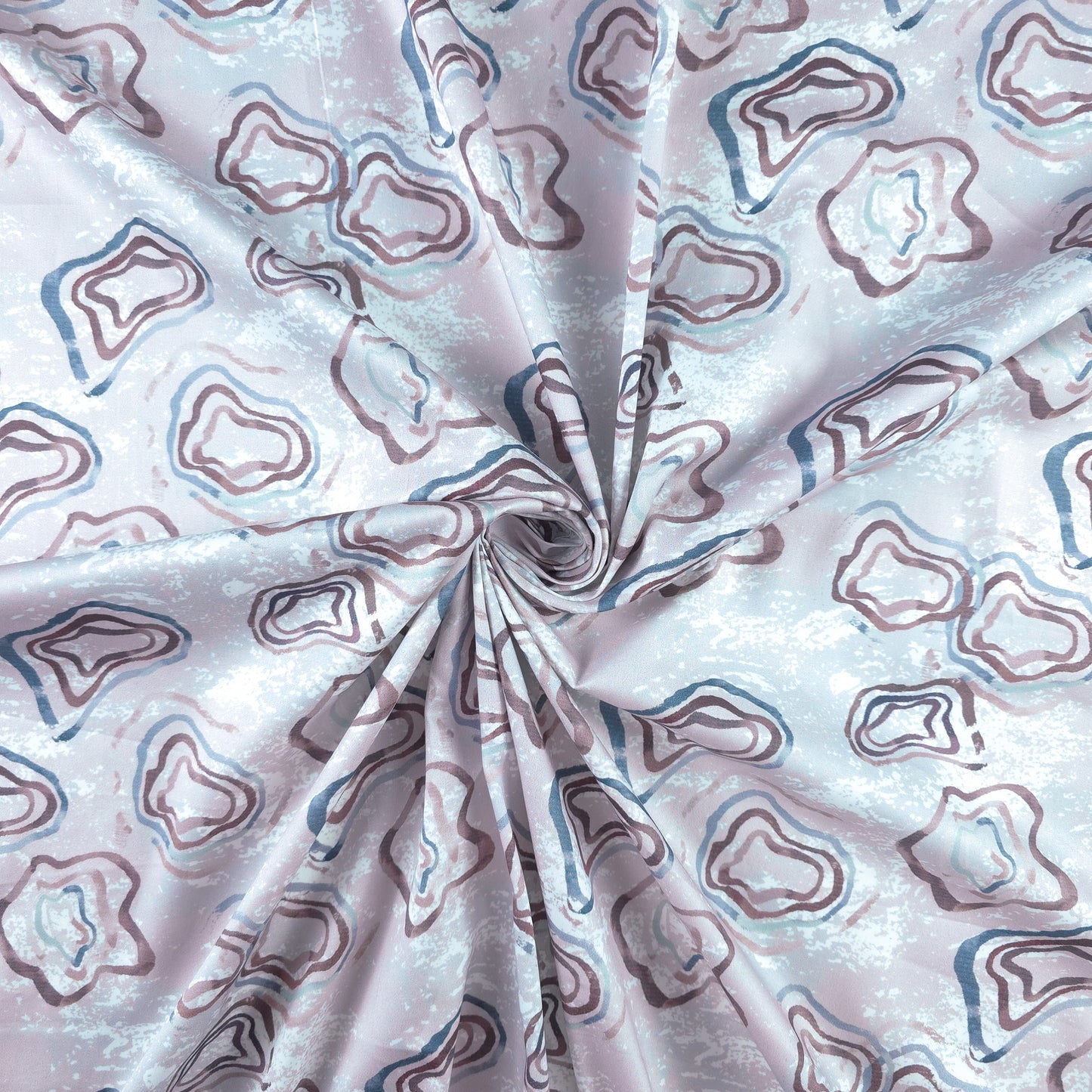 Abstract Organic Contour Printed Satin Fabric