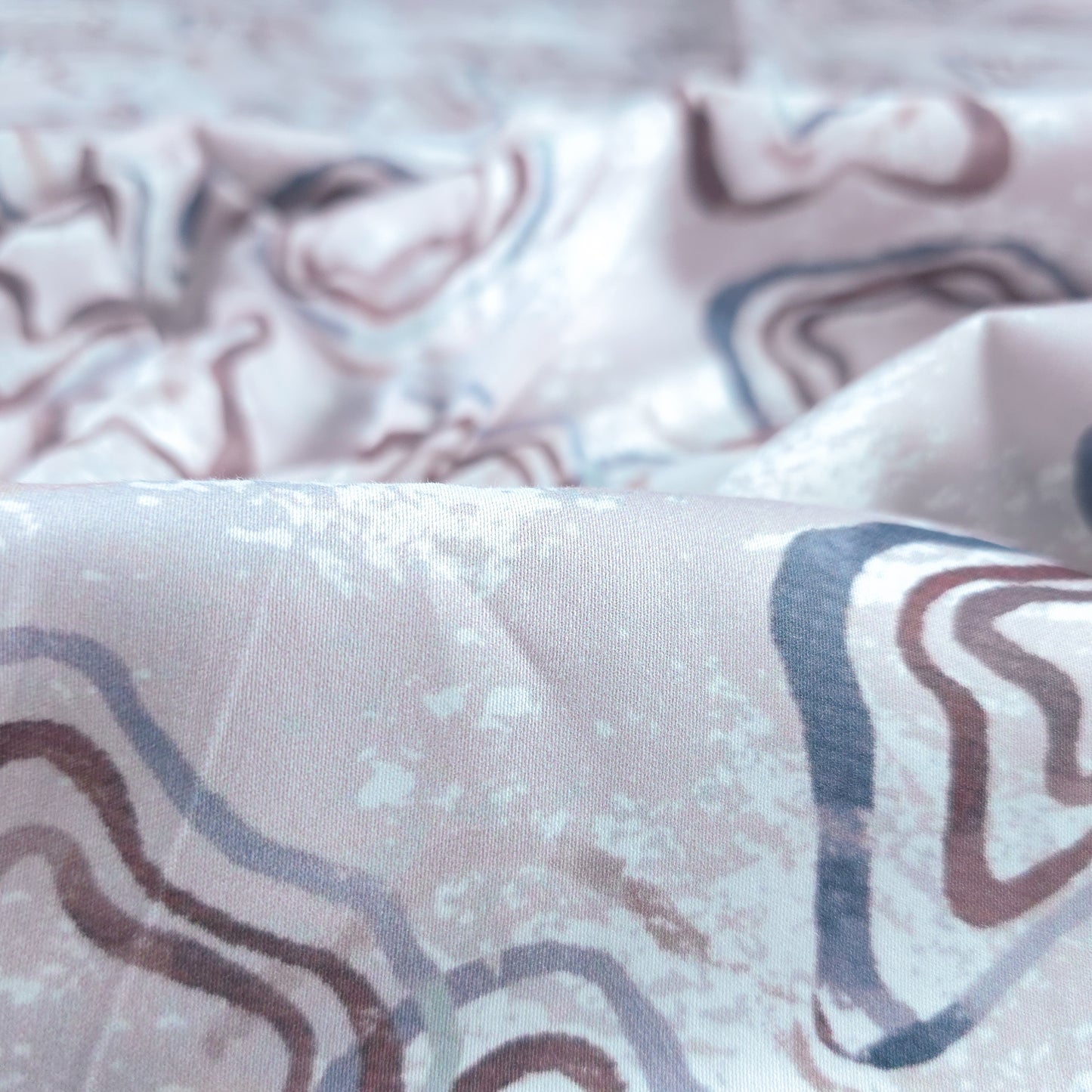 Abstract Organic Contour Printed Satin Fabric