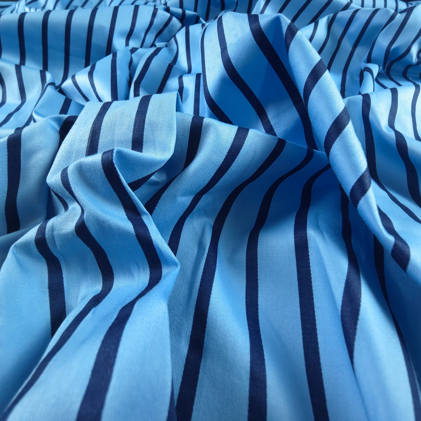 Classic Pinstripe Printed Satin Fabric
