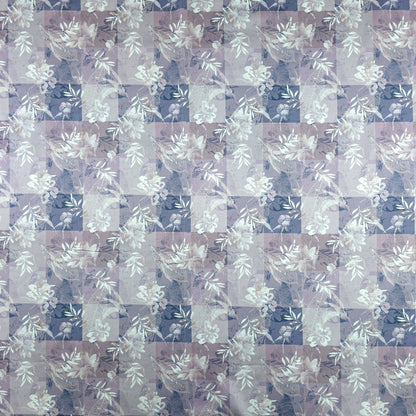 Floral Check Overlay Printed Satin Fabric